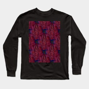 Fast Line Red Brown Seamless Tiles Pattern Long Sleeve T-Shirt